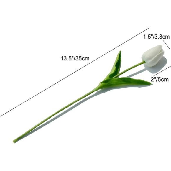 20pcs White Flowers Artificial Tulip Silk Flowers 13.5" in Bulk Home Kitchen - Picture 2 of 6